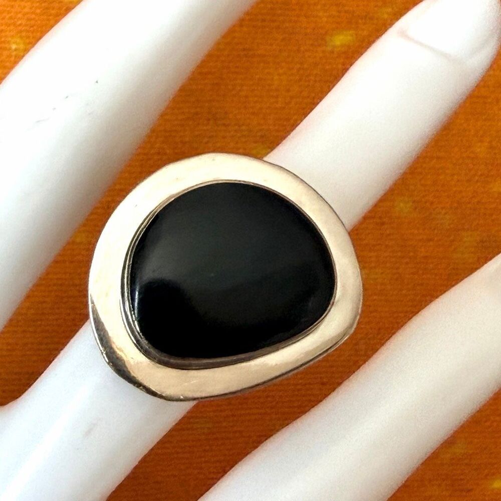Vintage ATI Sterling Silver Mexico Black Onyx Ring